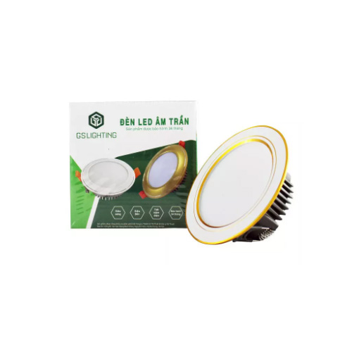 Đèn LED âm trần GS Lighting D90/8W GSATN8/G-DM 3 màu, viền vàng